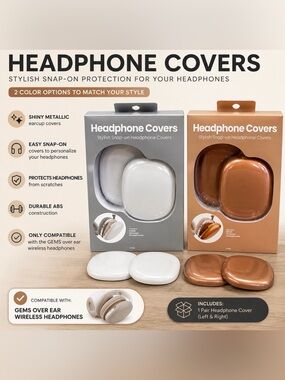 2-Pack Stylish Snap-On Headphone Covers for GEMS Wireless Headphones NIB